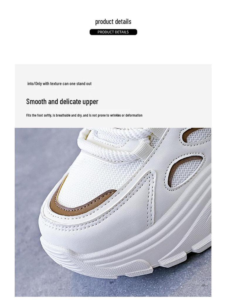 Women's 2025 Spring Thick-Soled Casual White Dad Shoes T73