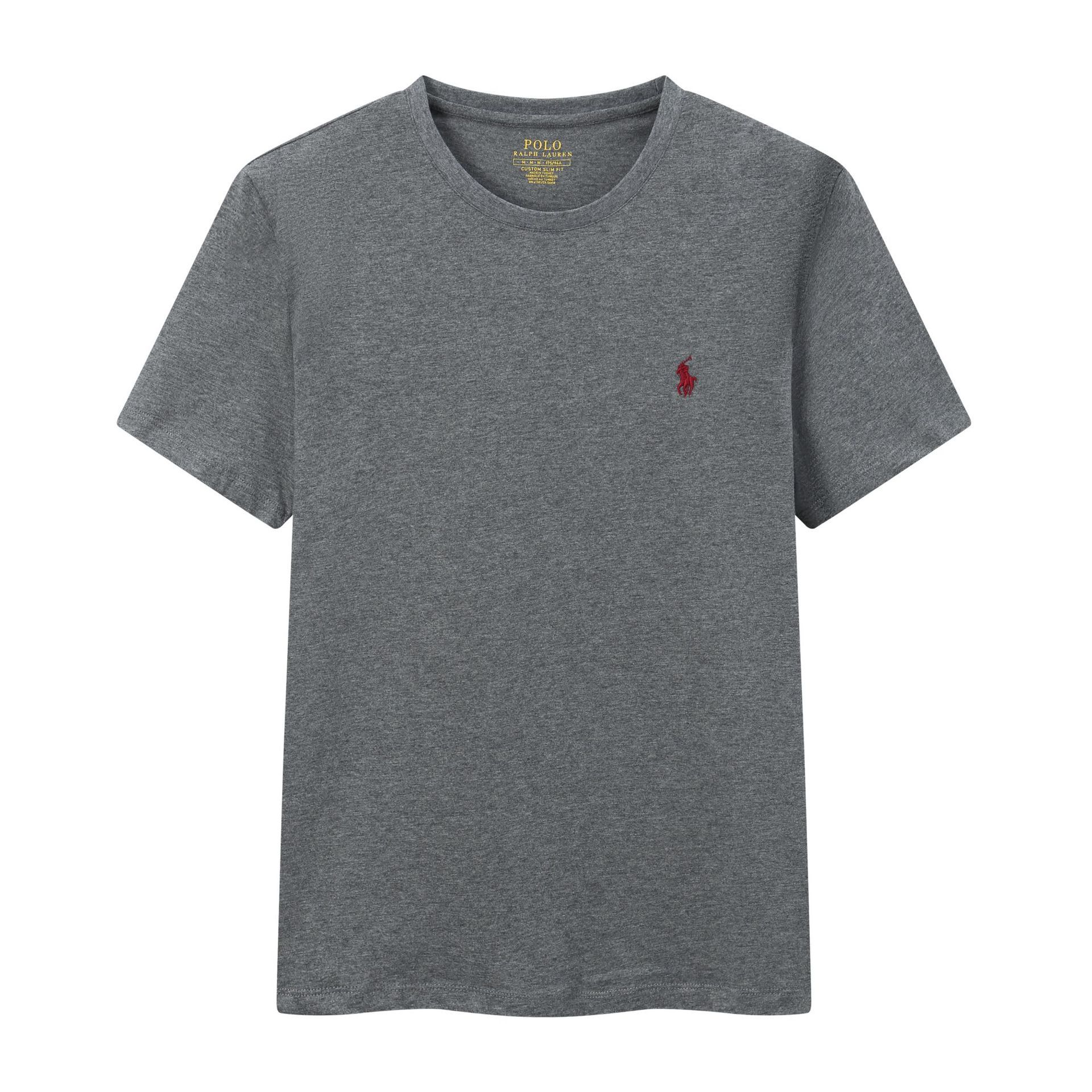 Li Wardrobe Zomer Nieuw Hete Verkoop Ronde Hals Korte Mouwen Heren Pony Puur Katoen T-shirt Geborduurd Paard Standaard Casual Mode Basis Shirt S