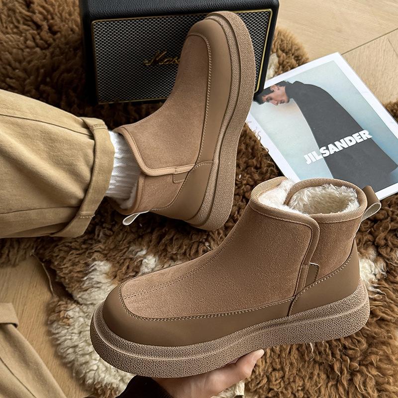 Snow boots winter new velvet warm high top thickened thick sole non-slip fur integrated large cotton shoes