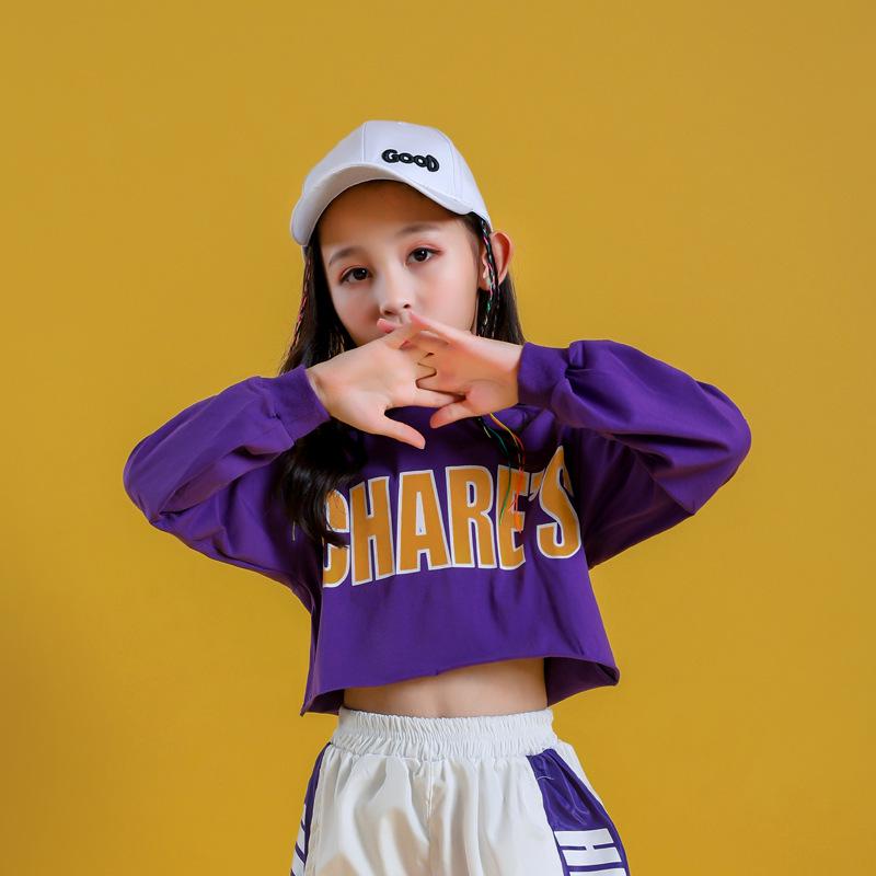 Girls' Hip Hop Dance Set: Trendy Korean-Style Crop Top Jazz Performance Costume