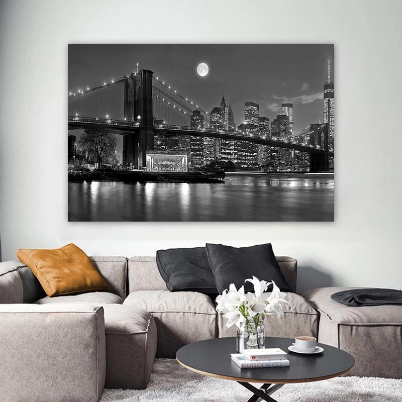 New York City Manhattan Posters Night Views Decorative Painting Wall Art Pictures Living Room Building Canvas Prints Home Decor