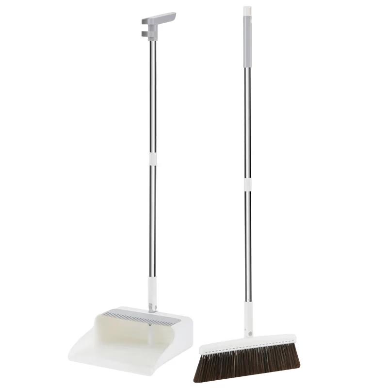 Foldable Broom and Dustpan Set with Scraper Comb
