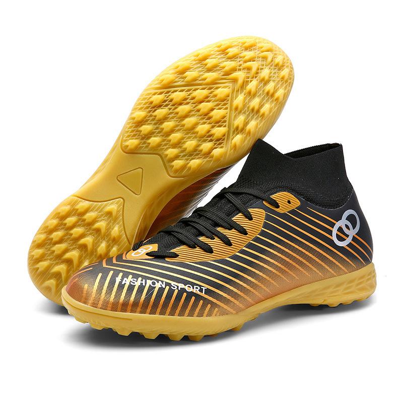 20252025 Seamless fly-woven football shoes Men's and women's high-top students' training competitions Spike broken shoes