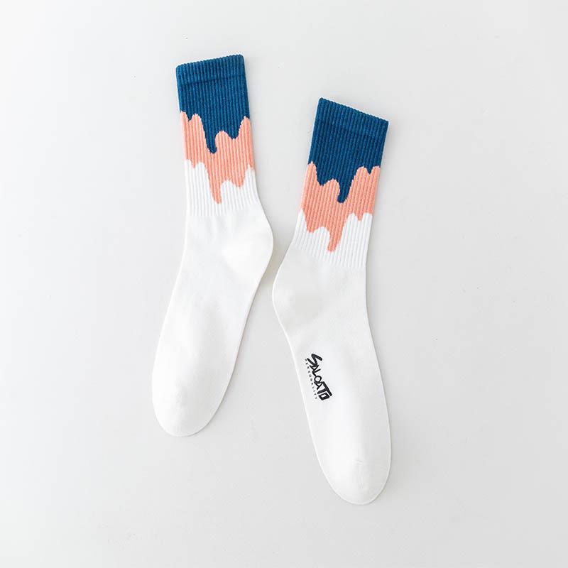Trendy Mid-Calf Pure Cotton Sports Socks - Anti-Odor, High Waist, Perfect for Spring and Autumn, Ideal Match for White Shoes