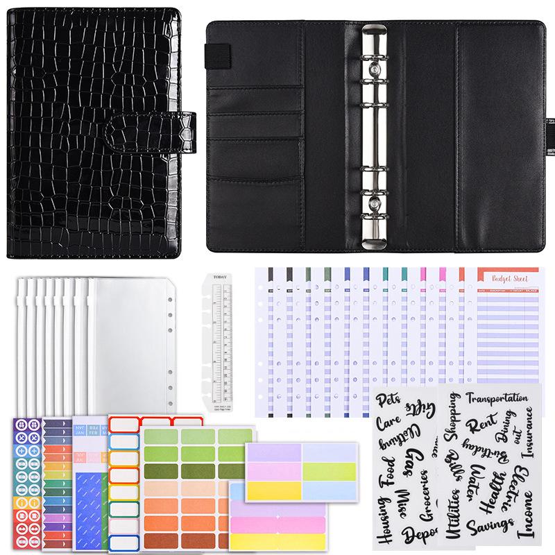 Macaron PU Leather Binder Budget Book A6 Cash Envelope Planner, Creative Finance Organizer Notebook