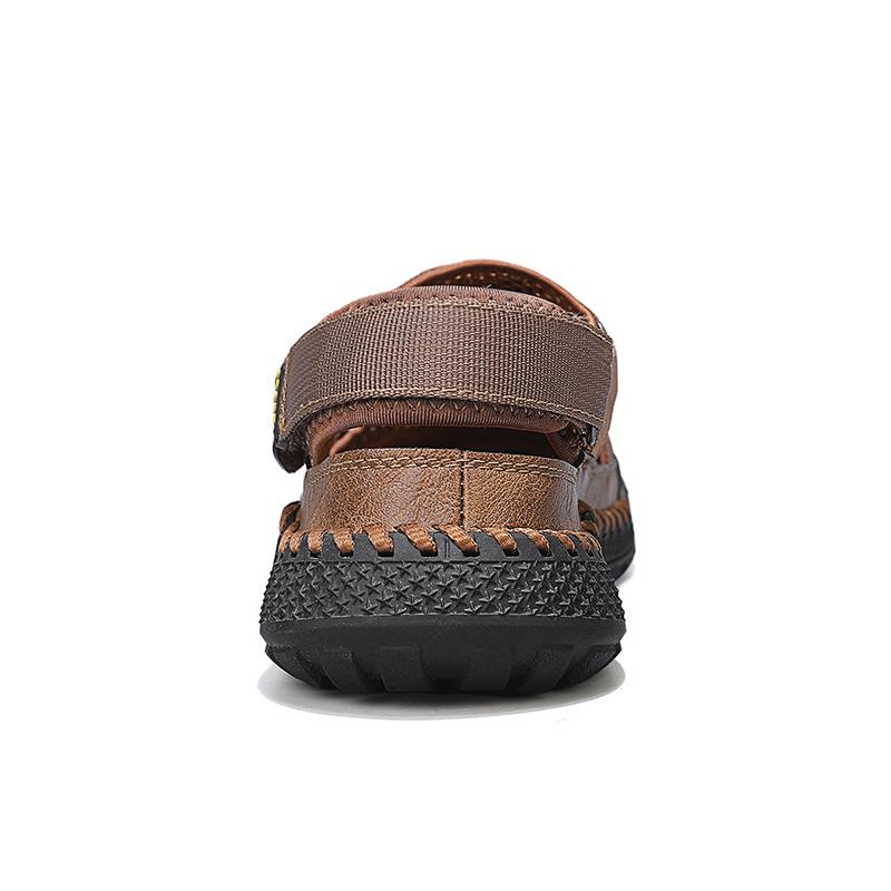 Hand-stitching Men's Beach Flats New Fashion Male Sandals Summer Outdoor Leisure Hollow Out Shoes Breathable Soft Mesh Footwear