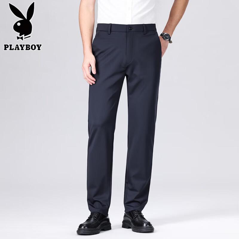 PLAYBOY Men s Silk Blend Four-Way Stretch Casual Pants 32