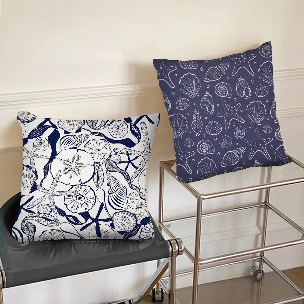 Marine Organism Shells Pillow Case Square Pillow Bedroom Sofa Leisure Comfort Cushion Car Living Room Home Decoration