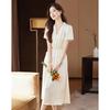 D.F.DEAR French V-Neck A-Line Dress with Shell Decor