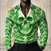 Men's Skull Halloween Costumes Shirt  Long Sleeve Dark Gothic Style Holiday Summer Spring Fall Turndown 3D Print Button Up Shirt