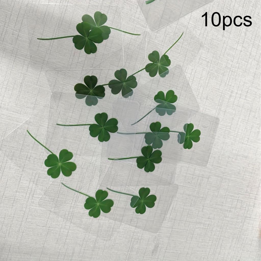 10pcs Lucky Clover Postcards Grass Transparent Wishing Cards Ideal for Bookmark Decoration Perfect Holiday Gifts School Supplies