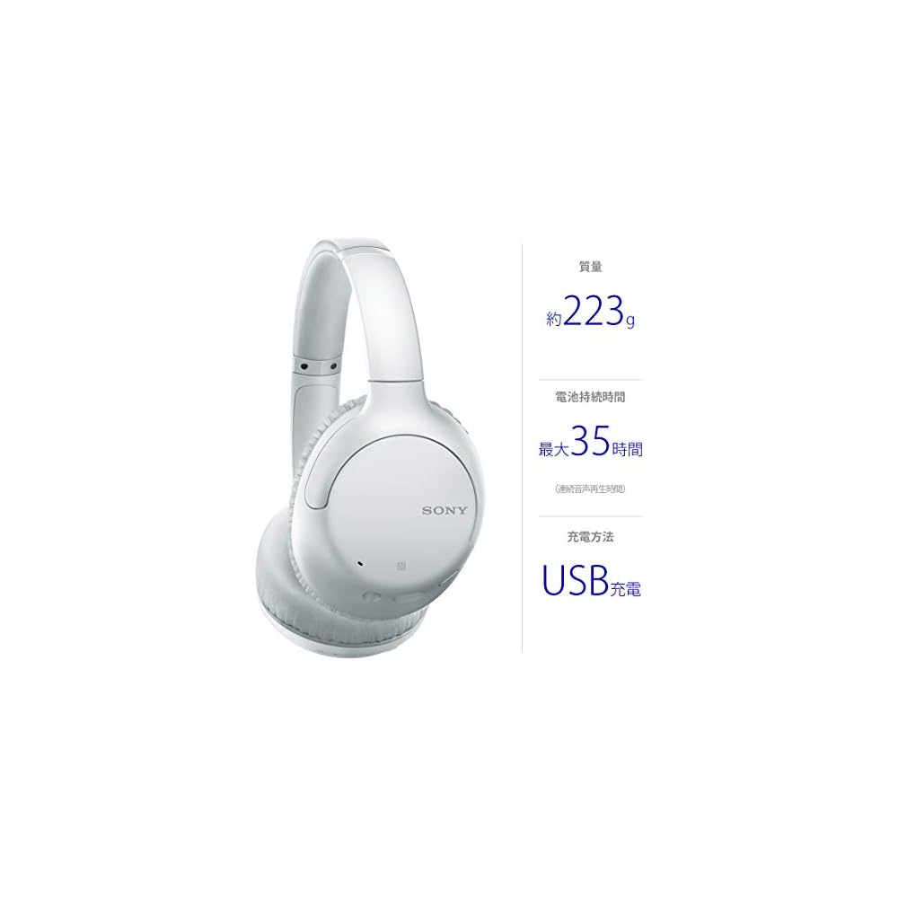 Sony Wireless Noise Cancelling Headphones WH-CH710N: Bluetooth Compatible, Up To 35 Hours of Continuous Playback, with Microphone, 2020 Model, White W