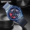 Sanda Men's Quartz Waterproof Mesh Strap Watch | Rotating Wheel Design