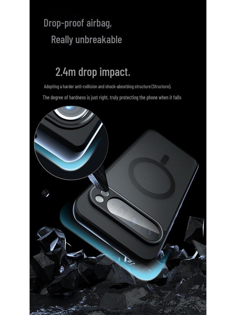 Capa Magnética para Celular Google 9ProXL - Capa Protetora MagSafe com Toque de Pele Fosca para Pixel 9