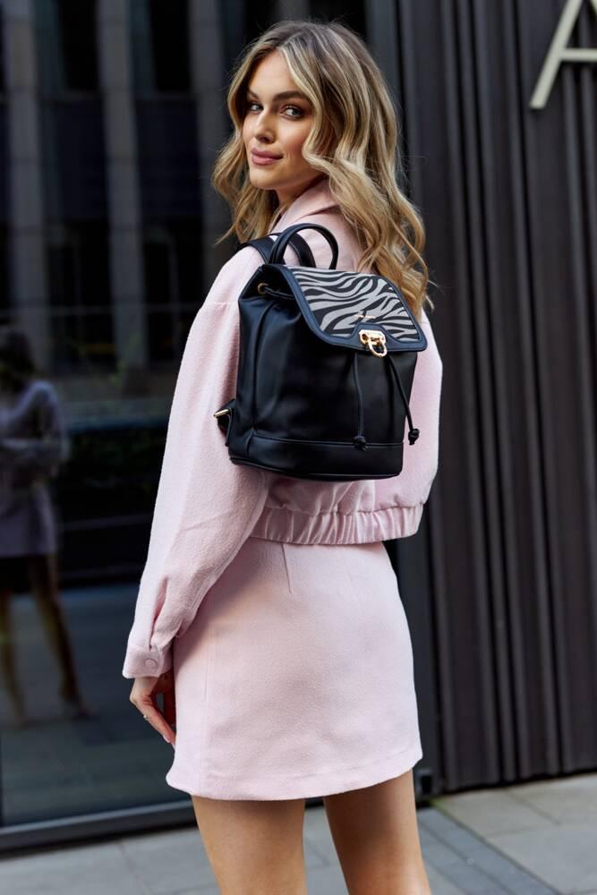 Women's urban backpack with a flap made of eco-leather - David Jones