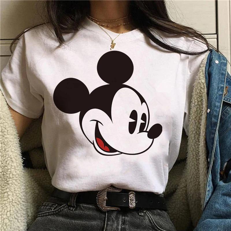 Disney T-shirt Gothic Fashion Mickey T-shirt Minnie Mouse Print Casual T-shirt Women's Kawaii T-shirt Kawaii Loose Clothing