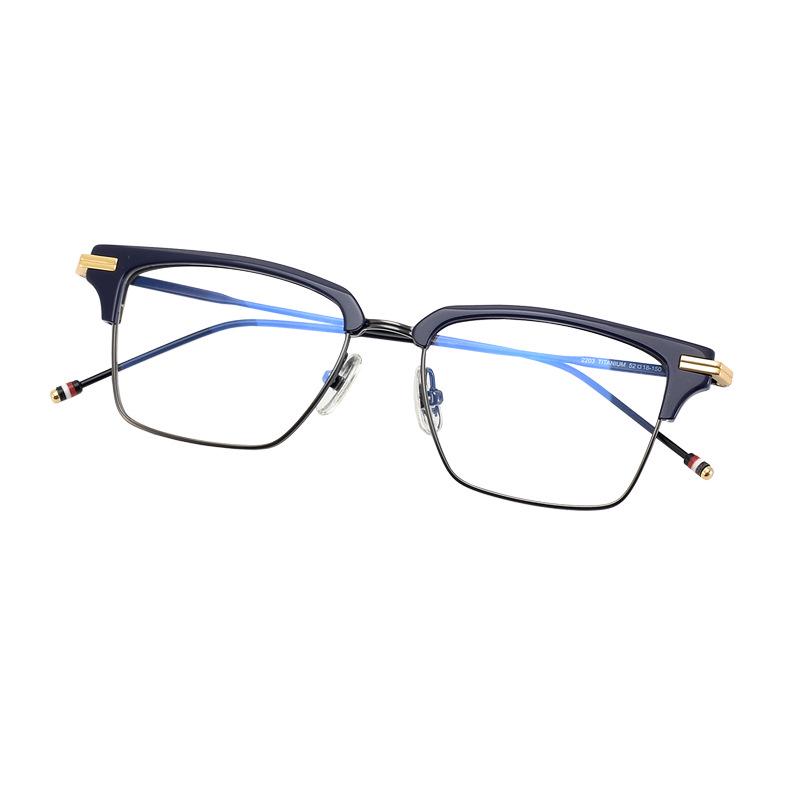 Men s Ultra-Light Titanium Retro Square Frame with Blue Light Blocking Glasses