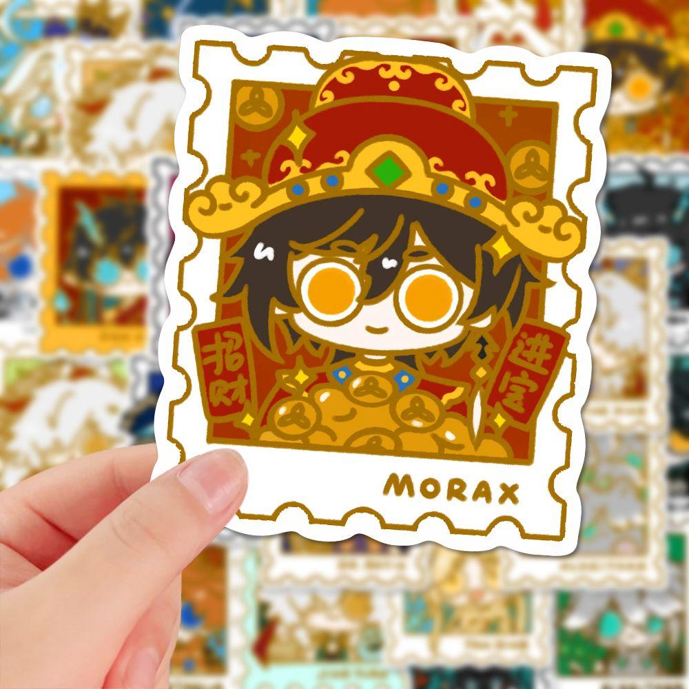 48PCS popular cute stickers featuring HSR (Honkai: Star Rail) and Genshin Impact, high-quality anime-style small stamps for DIY decals