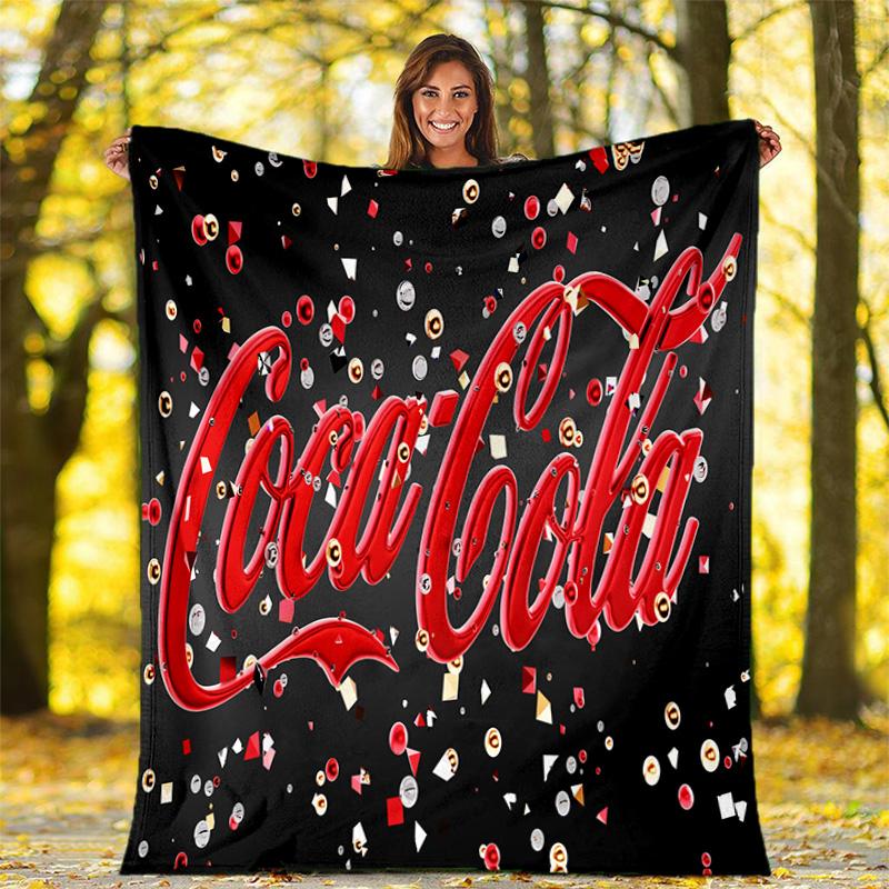 Christmas Gift Halloween Themed Cola Beverage Coca Cola Blanket Soft Home Furnishing Nap Decoration Four Seasons Warm Sherpa Blanket U7