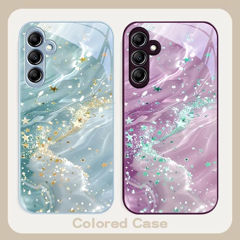Flowing Gold Black For Samsung Galaxy A01 A02 A03 Core A04 A14 4G A13 54 34 31 20 25 23 22 5G S21 Ultra S20 Glass Phone Case