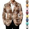 Men's Corduroy with Christmas Print Business Casual Suit Jacket for Holiday Party