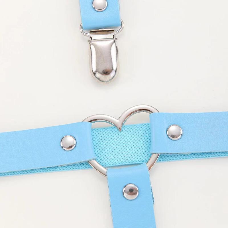 Damen Gothic Punk Strumpfgürtel Herz PU Leder Elastische Strumpfhalter Bein Für Frauen Ring Kleidung Zubehör Bein Hosenträger Sexy Strumpfbänder