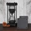 Hourglass Timer 60 Minute, Black Wooden Frame Decorative Sand Timer (Black Sand, Large Size)