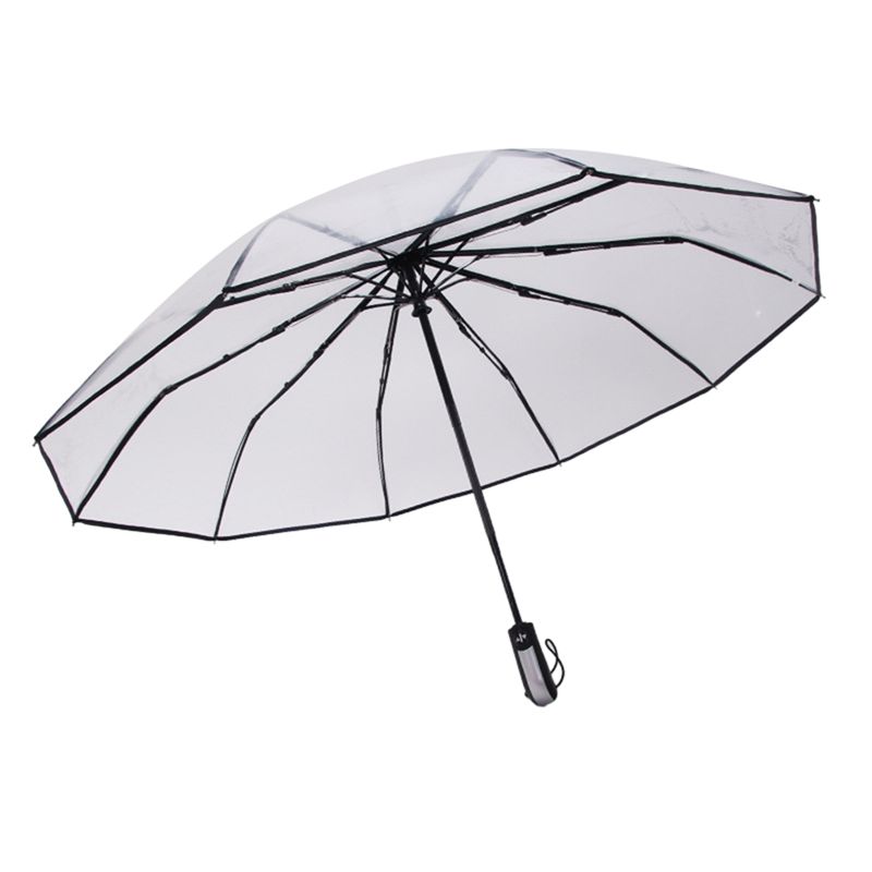 

AEE2-Automatic Transparent Pocket Umbrellas Clear Umbrellas Foldable Bridal Umbrellas For Wedding Windproof Rainproof чёрный