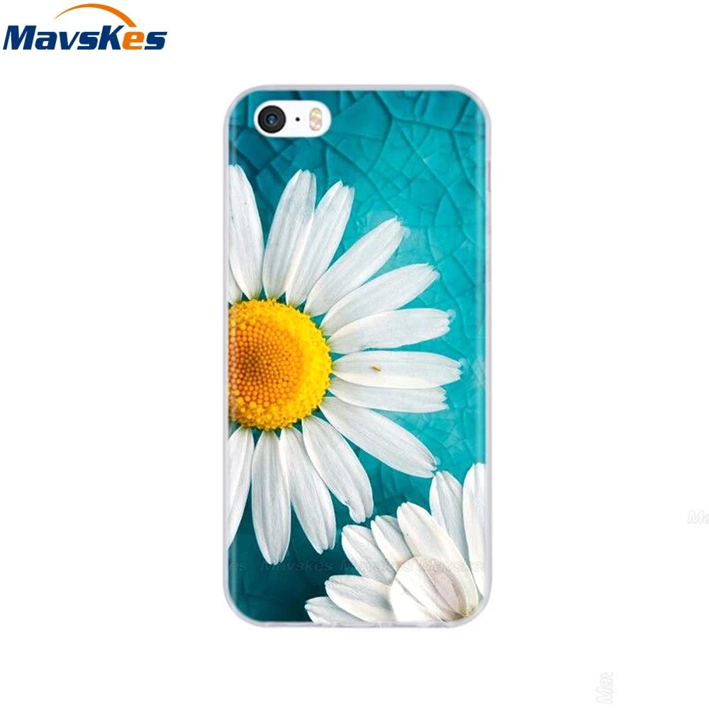 For iPhone 5s SE 5 Case Cover Silicone Soft TPU Cover Print Flower Cute Animal Phone Case For iPhone 6s 6 7 8 Fundas Clear Cases