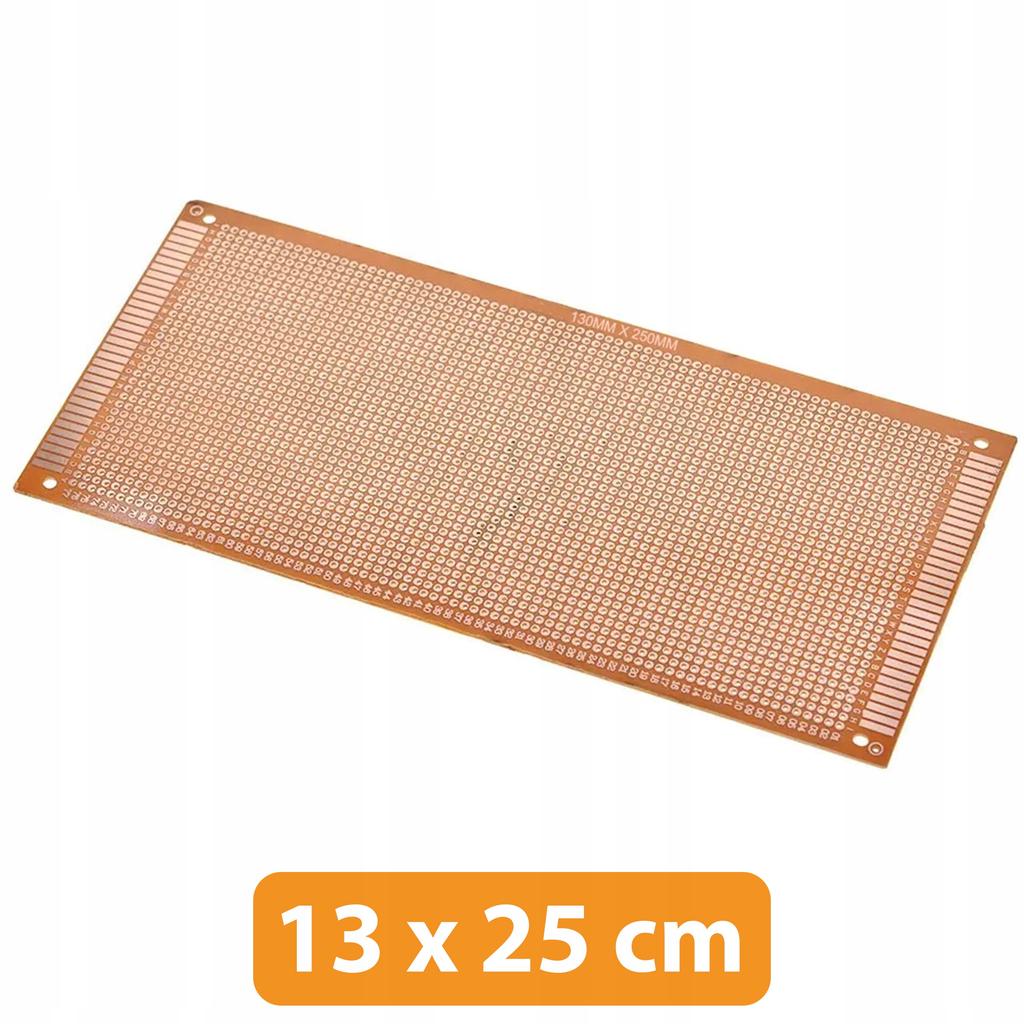 Rosfix Płytka Prototypowa Jednostronna 130 x 250 mm – Do Budowy Układów THT | Raster Otworów 2,54 mm | 4 Otwory Montażowe