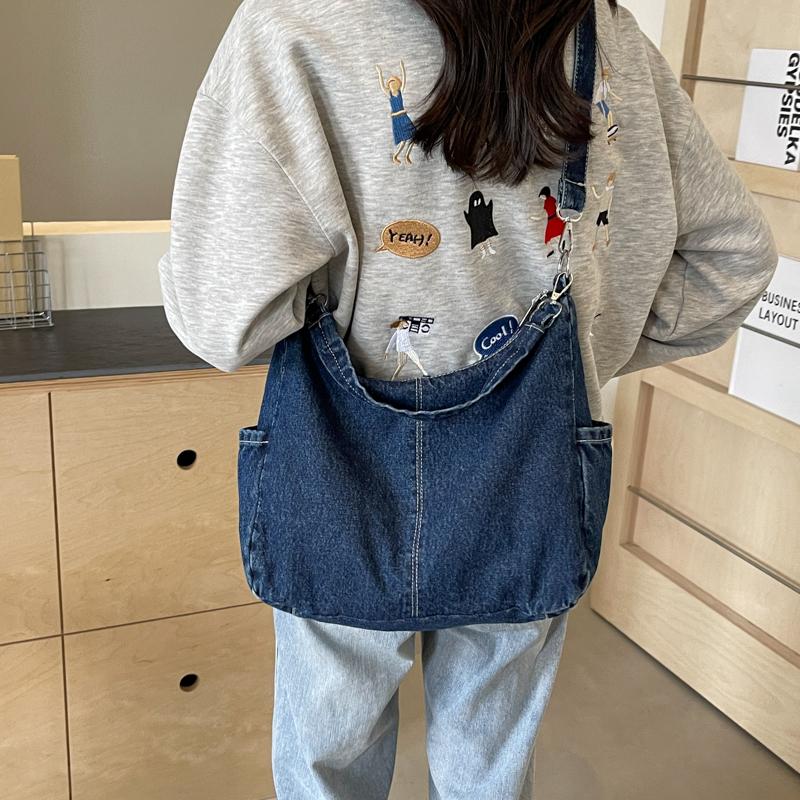 Fashi Denim Sewing Thread Solid Interior Compartment Shoulder Bags 2026 High Quality Bags for Women Zipper Women's Handbags
