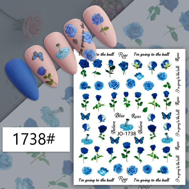 3D Colorful Flower Nail Art Stickers - Sunflower & Rose Self-Adhesive Decals
