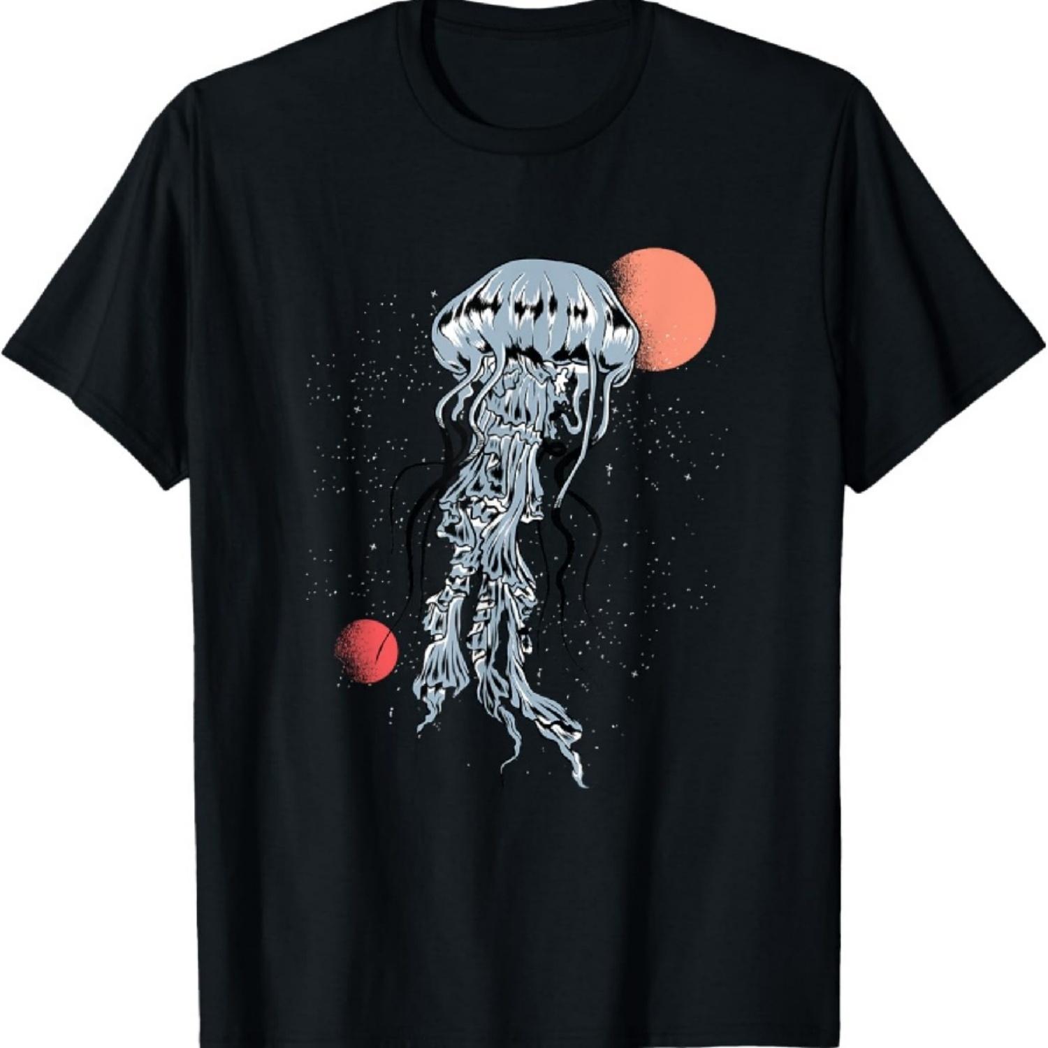 

Alien Space Jellyfish Floating With Planets Graphic T-Shirt XXXXXL чорний