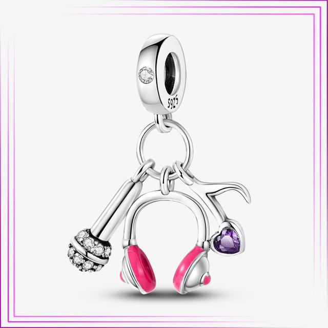 925 Sterling Sølv Hjerte Blomst Luftballong Flamingo Rosa Sjarm Plata De Ley Bil Katt Perle DIY For Originalt Armbånd Smykker