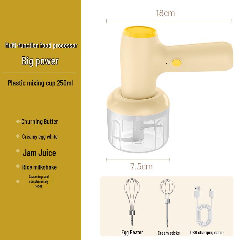 

2026 Multi-Functional 2-in-1 Food Processor: Meat, Egg, Vegetable & Baby Food Masher жёлтый