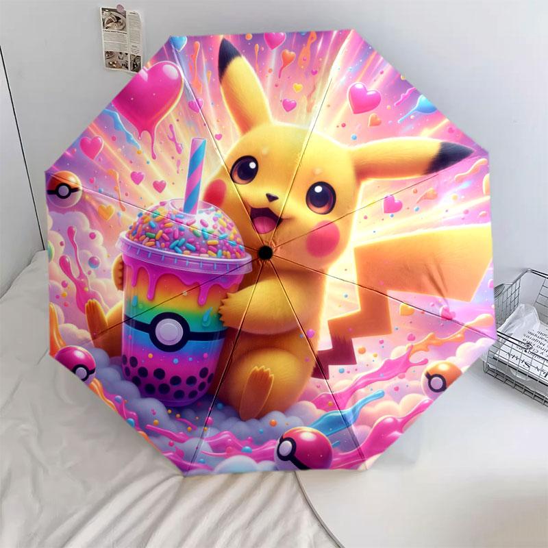 Pokemon drinks Pattern Pattern Style Umbrella, 1 Piece Automatic Folding Umbrella, Portable Travel Umbrella, Outdoor Umbrella, Birthday Gift