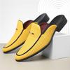Fashion New Men's Yellow White Black Half Slippers Driving Shoes Casual Patent Leather Mules Moccasins Breathable Loafers Zapatos Hombre