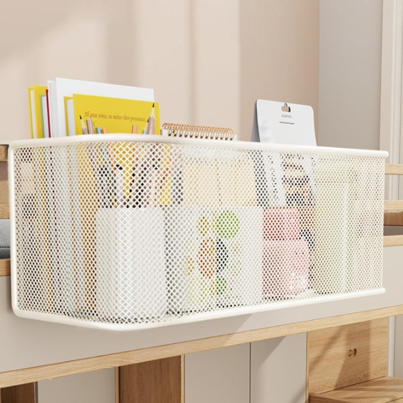 Bedside Hanging Storage Basket Space Saving Multifunctional Metal Bedside Shelf For Hotel Office Dorm Bed & Bunk Bed Bedroom