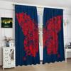Red Butterfly -2 Pieces - Printed Curtain, 100% Polyester Material, Suitable for Home Decoration