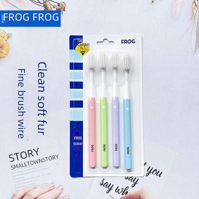 Frog Toothbrush 4-Pack for Adults, Large Head & Soft Bristles, Unisex Home Use