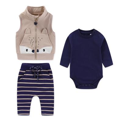 Baby Koi Baby Clothes Long Sleeve Bodysuit Pants Vest 3 Piece Set Boys Spring Autumn Outing Clothes Fashionable Newborn Baby Preparing for Birth Gift