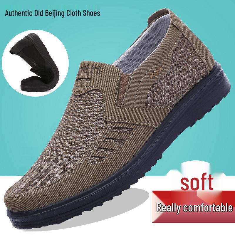 Men's Breathable Old Beijing Cloth Shoes - Soft Sole, Anti-Slip, Casual, Plus Size - For Spring & Autumn