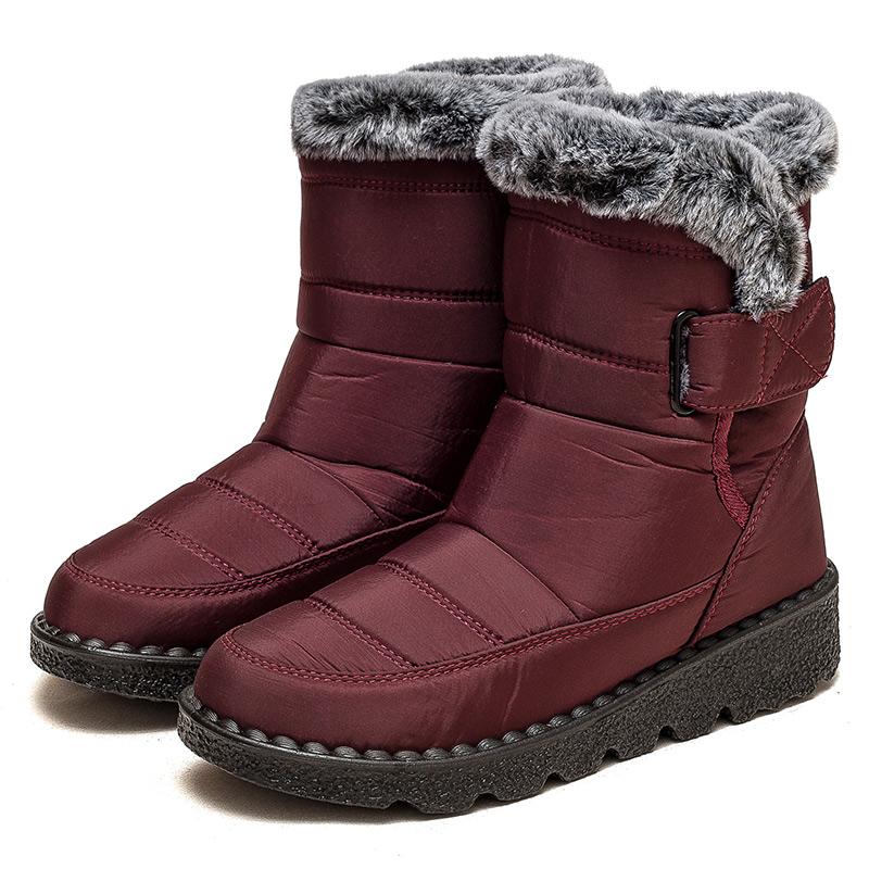 Damenstiefel Neue Winterstiefel für Damen Winterschuhe Niedriger Absatz Fell Botas Mujer Schneestiefel Wadenhoch Damen Elegantes Schuhwerk Weiblich