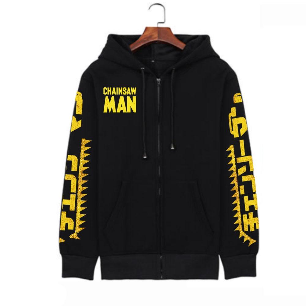 Anime Chainsaw Man Letter Logo Zipper Hoodies Cartoon Denji Streetwear Long Sleeve Women Winter Sweatshirts Zip Up Jacket Coats
