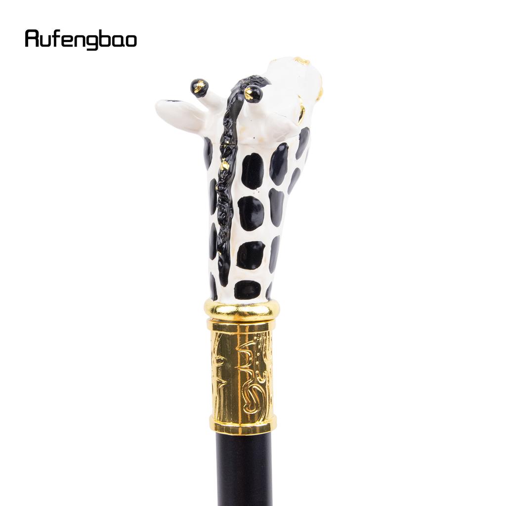Ceramic White Black Giraffe Head Metal Fashion Walking Stick Decorative Party Walking Cane Halloween Mace Wand Crosier 95cm