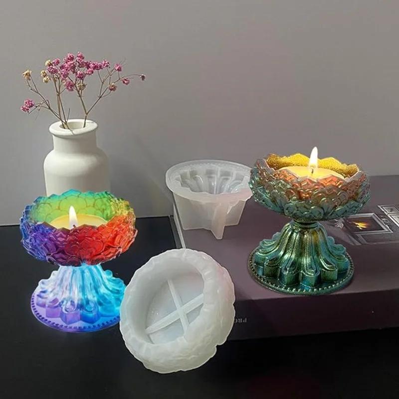 DIY Lotus-Candlestick Silicone Mold Lotus Bracket Resin Mold Candle box Lotus Tray Ornaments Epoxy Casting Mold Home Decoration