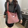 New Striped Cloth Bag Lazy Literary Style Tote Bag Student Large Capacity Casual Shoulder Armpit Bag