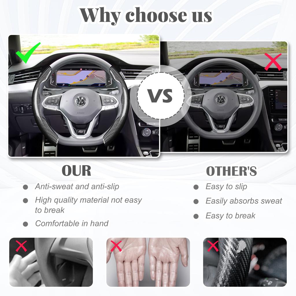 2pieces Car Steering Wheel Car Steering Wheel Anti-slip Cover Anti-slip Interior Heightener Cover