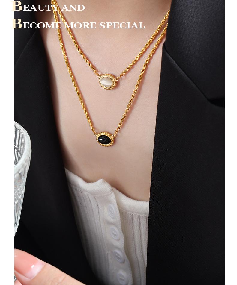 18K Gold Titanium Steel Twist Chain Pendant Necklace - Retro Hip Hop Clavicle Jewelry for Women