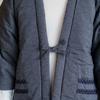 winter padded hanten warm and comfortable gray with patterned pockets one size fits [Yurakuan] Japanese-made Kurume-style men's (Japanese-style